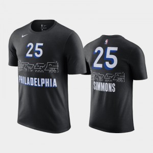 Mens Ben Simmons #25 Philadelphia 76ers City 2020-21 Black T-Shirts 574575-630