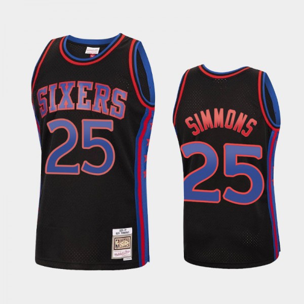 Men's Ben Simmons #25 Philadelphia 76ers Reload Hardwood Classics Black Jersey - Ben Simmons 76ers - erving sixers jersey - sixersuniforms.com