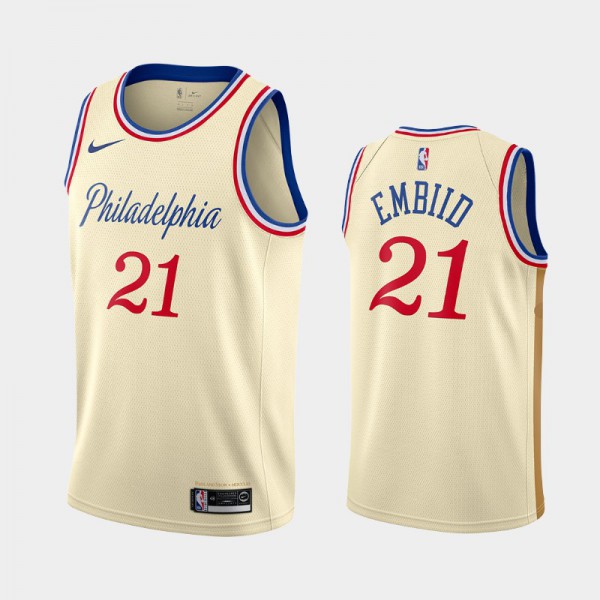 Mens Joel Embiid #21 Philadelphia 76ers City Cream 2019-20 Jerseys - Joel  Embiid 76ers Jersey - iverson nats 